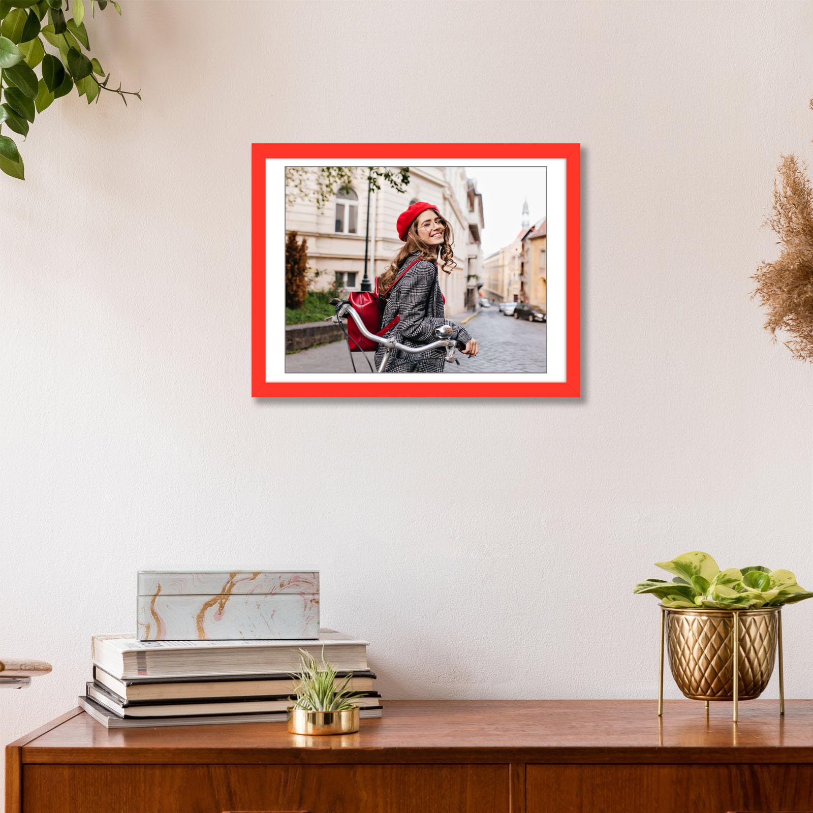 wyooxoo 12x16 Picture Frame Made of Solid Wood Red Photo Frames Display Pictures 11x14 with Mat or 12x16 Without Mat Colorful Fr